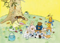 ansichtkaart spelen met knuffels