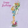 wenskaart quentin blake  - happy birthday - bos bloemen