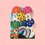 lasergesneden verjaardagskaart blossom - honden met ballonnen - happy birthday