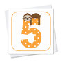 5 jaar - wenskaart stripey cats - luiaard