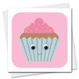 wenskaart stripey cats - cupcake
