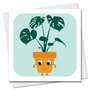 wenskaart stripey cats - plant