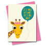 wenskaart stripey cats - it's your birthday let's eat cake - giraffe