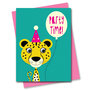 wenskaart stripey cats - party time - tijger