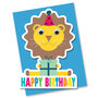 wenskaart stripey cats - happy birthday - leeuw