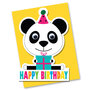 wenskaart stripey cats - happy birthday - panda