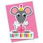 wenskaart stripey cats - happy birthday - muis