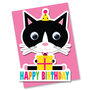 wenskaart stripey cats - happy birthday - kat