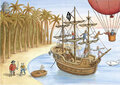 ansichtkaart piratenschip