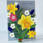 lasergesneden paaskaart -  narcissen - happy easter
