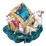 3D kaart - pirouettes cards - puppy's in een mandje