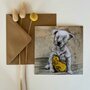wenskaart alex clark - puppy en eendenknuffel