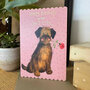 romantische verjaardagskaart alex clark - happy birthday to the one I love - hond met roos