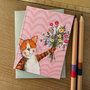 wenskaartje alex clark - kat met bloemen