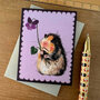 wenskaartje alex clark - cavia met viooltje