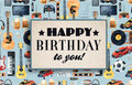 verjaardagskaart - happy birthday to you - voetbal, gitaar, bier