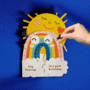 lasergesneden kaart met bewegende ogen - Aww! So Cute! - hooray it's your birthday - regenboog en zon