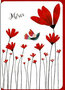 bedankkaart correspondances - merci - rode bloemen