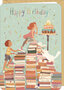 verjaardagskaart correspondances - happy birthday - taart en boeken