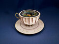 3D pop up wenskaart  - a cup of tea - vlinders