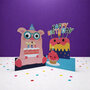 lasergesneden kaart met bewegende ogen - Aww! So Cute! - happy birthday - feestvarken