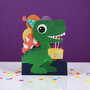 lasergesneden kaart met bewegende ogen - Aww! So Cute! - happy b-day - dinosaurus