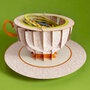 3D pop up wenskaart  - a cup of tea - zonnebloemen