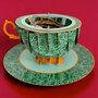 3D pop up wenskaart  - a cup of tea - lezen in het bos