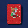 luxe kerstkaart met houten kerstboom hanger - honden