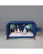 3D pop up wenskaart - message in a bottle - strand en zeilbootjes | muller wenskaarten