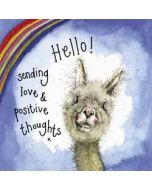 wenskaart alex clark - sending love & positive thoughts - alpaca