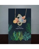 luxe wenskaart met ketting - have a magical birthday - zeepaardje | mullerwenskaarten