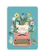 ansichtkaart van audrey bussi - happy birthday - typemachine