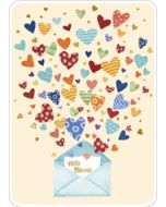 ansichtkaart van rosi hilyer - happy birthday - mille bisous - een duizend kussen - hartjes | mullerwenskaarten 