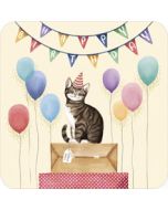 vierkante ansichtkaart met envelop - happy birthday - kat | muller wenskaarten