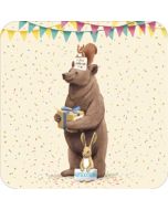 vierkante ansichtkaart met envelop - fijne verjaardag - beer | muller wenskaarten