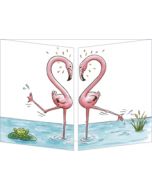 uitklapbare wenskaart cache-cache - verliefde flamingo's