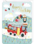 wenskaart correspondances - happy birthday - brandweerauto | mullerwenskaarten 