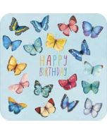 vierkante ansichtkaart met envelop - lali - happy birthday - vlinders