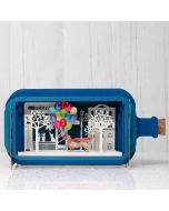 3D pop up verjaardagskaart - message in a bottle - happy birthday - teckel hond met ballonnen