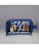 90 jaar - 3D pop up wenskaart - message in a bottle - champagne
