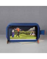 3D pop up wenskaart - message in a bottle - golf man