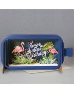 3D pop up wenskaart - message in a bottle - fabulous birthday - flamingo