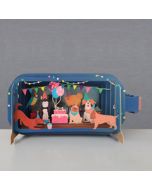 3D pop up wenskaart  - message in a bottle - feestvierende honden | muller wenskaarten