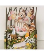 3d pop-up kaart miniature greetings - dieren bij taart | muller wenskaarten