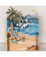 3d pop-up kaart miniature greetings - strand en zee | muller wenskaarten