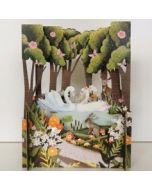 3d pop-up kaart miniature greetings - zwanen | muller wenskaarten