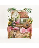 3d pop-up kaart miniature greetings - new home - huis en bloemen