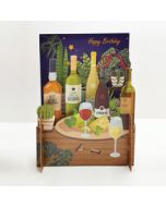 3d pop-up kaart miniature greetings - happy birthday - wijn