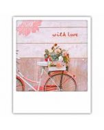 ansichtkaart instagram pickmotion - with love - bloemen op fiets